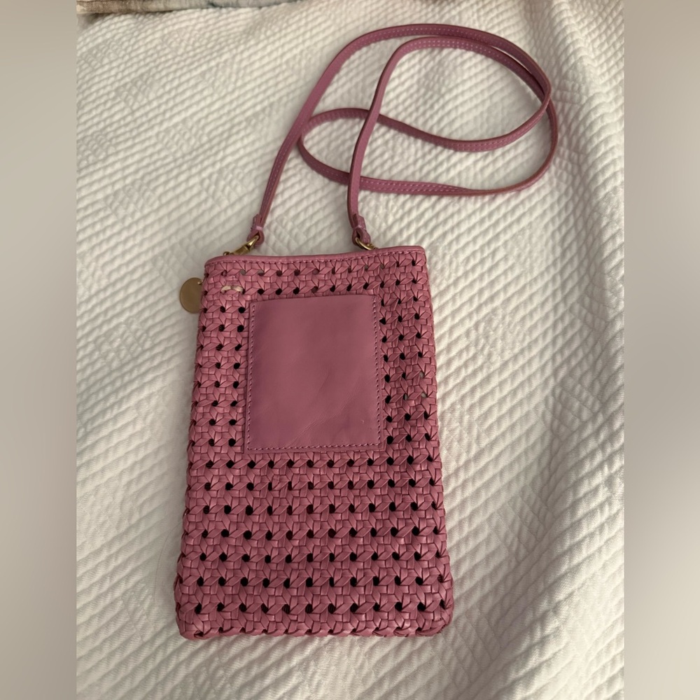 Clare V Poche Rattan Crossbody Bag in Wild Thistle